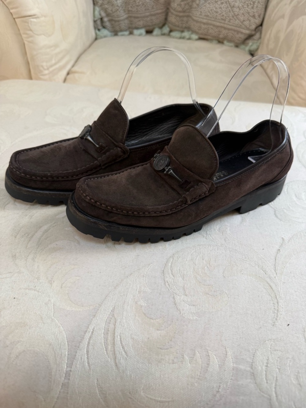Salvatore Ferragamo Sport Womens 8B Brown Suede Lug Sole Loafers Italy - Picture 2 of 11